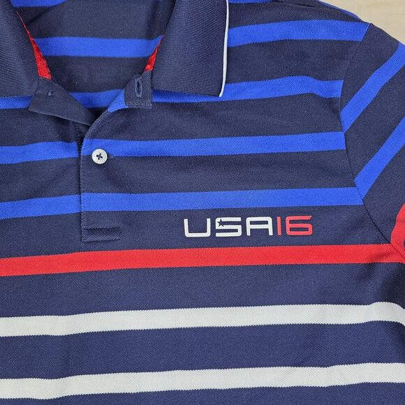 Polo Golf Ralph Lauren Ryder Cup 2016 Striped Shirt Performance USA Flag Medium - Picture 5 of 8